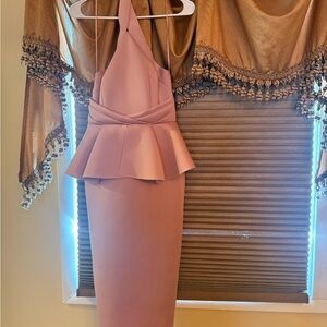 Elegant Pink Halter Dress